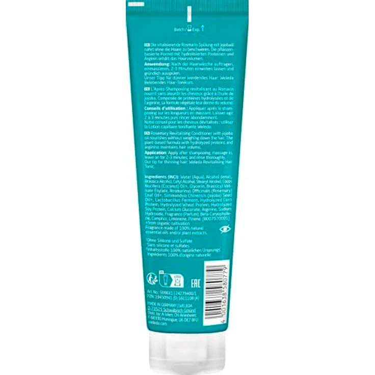 WELEDA Bio Rosmarin Revitalising Conditioner - Naturkosmetik Haarpflege Spülung mit Jojobaöl, Rosmarinöl & Arginin für natürlichen Glanz & Volumen. Vegan, 150ml – Bild 2
