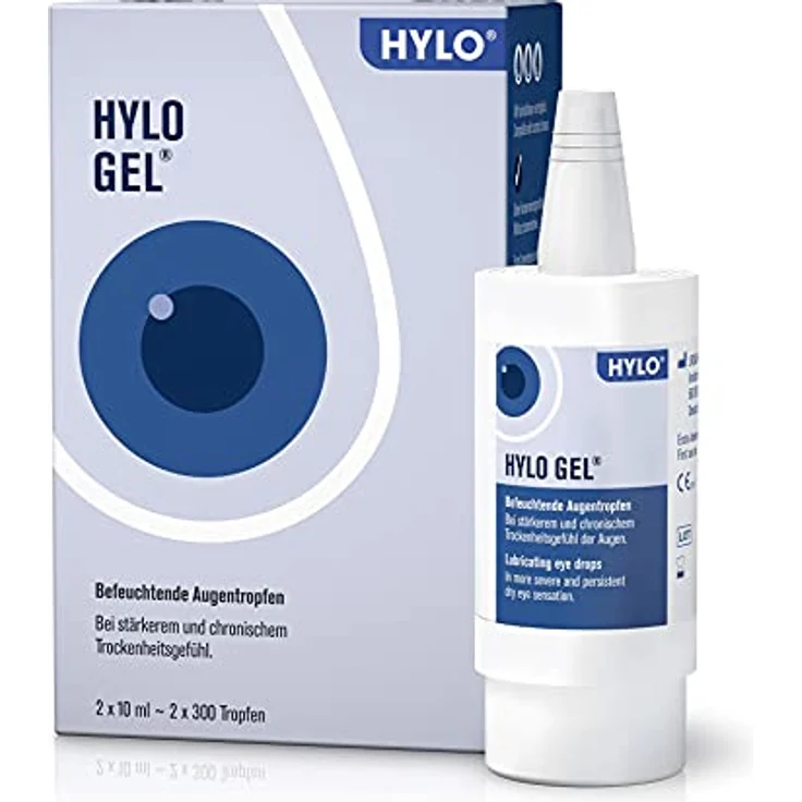HYLO EYE CARE HYLO GEL Augentropfen bei trockenen Augen, langanhaltend, mit Hyaluronsäure, Doppelpackung 2x10 ml – Bild 1