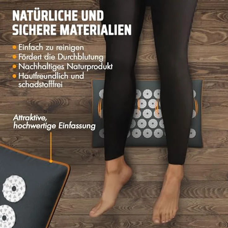 NEOLYMP Akupressurmatte Erweiterung 18 x 30 cm, gefüllt mit Kokosfasern und Buchweizen, inklusive Videoanleitungen, in beige, dunkelgrau, mintgrün und lavendel – Bild 3