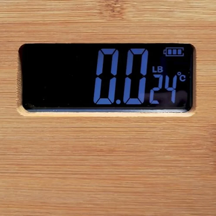 MSV Digitale Personenwaage, Körperwaage aus Sicherheitsglas mit Slim Design und großer Trittfläche, "Bambus", 180 kg Tragkraft, LCD-Anzeige – Bild 4