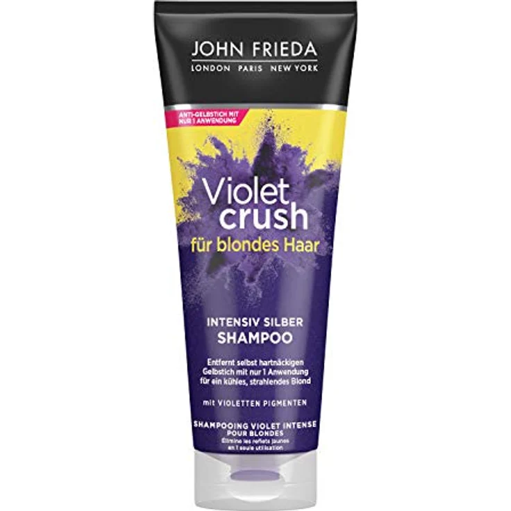 John Frieda Violet Crush Intensiv-Silber-Shampoo - Anti-Gelbstich - Auch gegen Orangetöne - Mit violetten Pigmenten, 250 ml – Bild 1