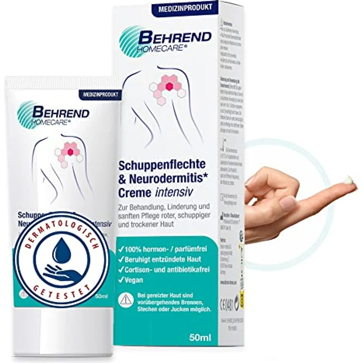 Evolsin Behrend Schuppenflechte & Neurodermitis Cr.intens. 50 ml, intensiv feuchtigkeitsspendende Gesichtspflege ohne Kortison und Parabene – Bild 1