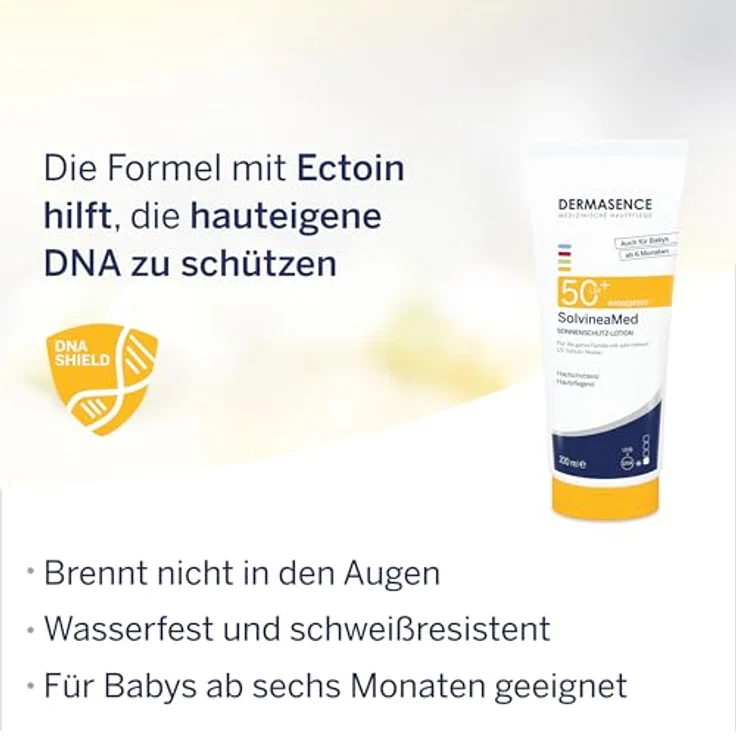 DERMASENCE SolvineaMed Sonnenschutz-Lotion LSF 50plus, wasserfest, 200 ml - Für die ganze Familie und Babys ab 6 Monaten, pflegt empfindliche Haut – Bild 4