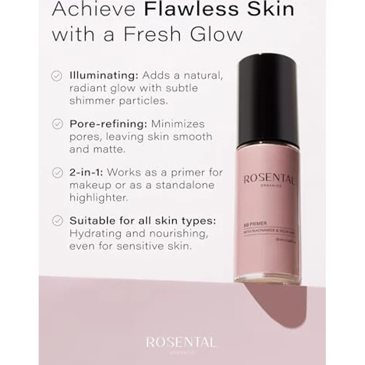 Rosental Organics Illuminating BB Primer mit Niacinamid & Squalan, 25 ml - für strahlenden Teint und minimierte Poren – Bild 2