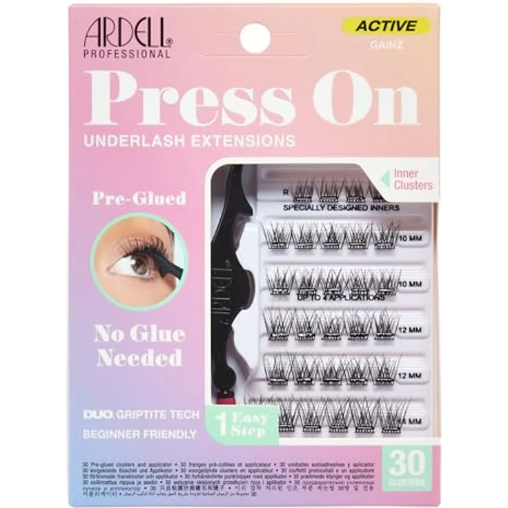 Ardell Gainz Vorgeklebte Gegenstöße für Wimpernverlängerung, Schwarz, 1 Stück mit 3D-Curl-Fasern, in 3 Längen (10mm, 12mm, 14mm) – Bild 1