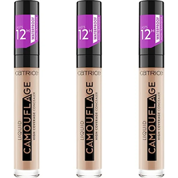 Catrice Liquid Camouflage High Coverage Concealer, wasserfester Abdeckstift mit 12h Deckkraft, 3x5ml, Nr. 010 Porcellain, für alle Hauttypen