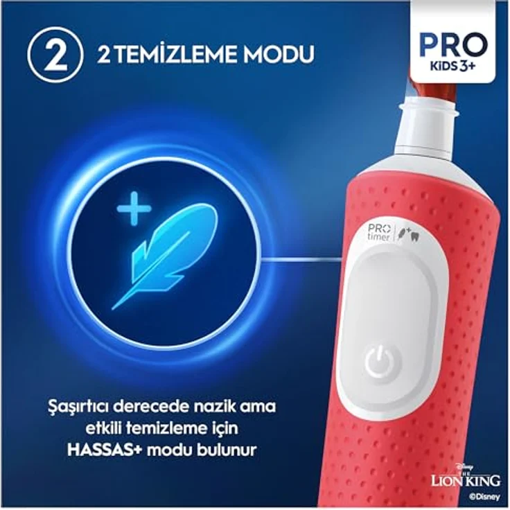 Braun Oral-B Pro Kinder König der Löwen, elektrische Zahnbürste mit rotierendem Bürstenkopf, Sensitiv-Modus und Timer für Kinder – Bild 3
