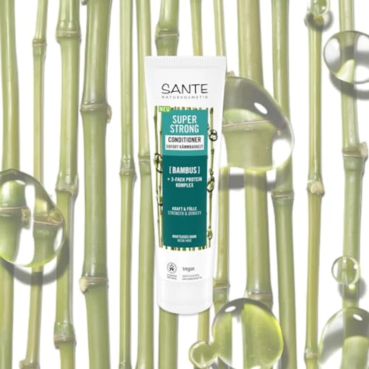 SANTE Naturkosmetik Super Strong Conditioner Bio-Bambus + 3-Fach Protein Komplex, vegane Haarspülung ohne Silikone, pflegt und stärkt kraftloses Haar, 150 ml – Bild 3