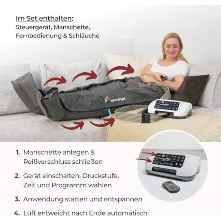 Venen Engel 6 Premium Medical, Lymph-Flow Pants mit 6 Massageprogrammen, medizinisch zertifiziert bei venösen lymphatischen Beschwerden, zur Cellulite-Behandlung, ergänzend zur Lymphdrainage – Bild 5