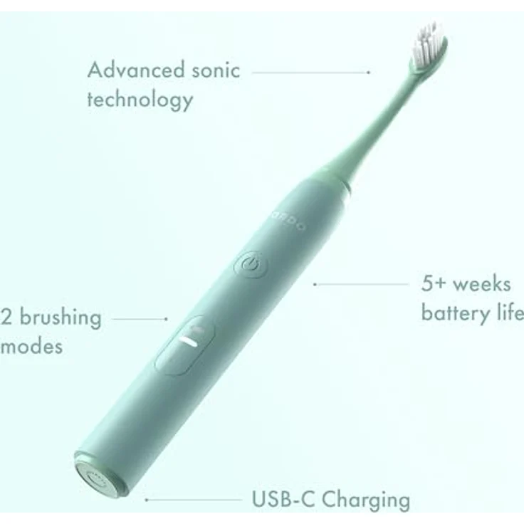 ORDO Sonic Lite, Schallzahnbürste für Erwachsene mit 35.000 Impulsen/Min, Dual-Modi, 5+ Wochen Akku, Smart-Timer, wasserdicht, USB-C, Salbei – Bild 4