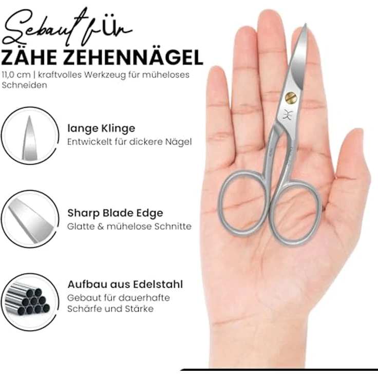 Excellent Fußnagelschere 11.0 cm, Gerade Schneide aus poliertem Edelstahl, Präzise & Robuste Nagelschere für dicke Nägel, Made in Italien – Bild 2