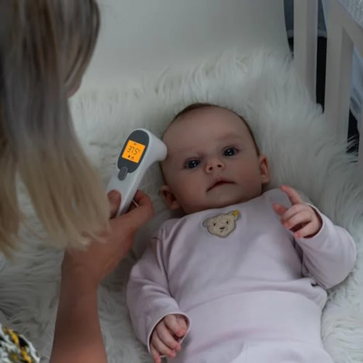 Reer Fieberthermometer Colour SkinTemp 3in1, kontaktloses Infrarotgerät mit integrierten Babymodus und 25 Speicherplätzen – Bild 5