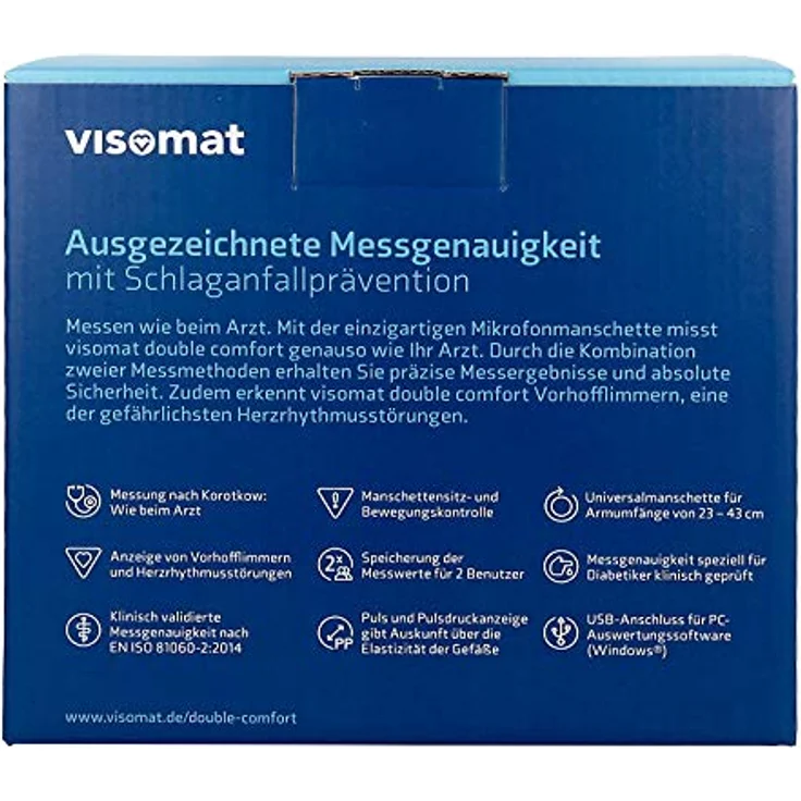 visomat double comfort - Blutdruckmessgerät Oberarm, präzise 2-fach Messung wie beim Arzt dank Mikrofonmanschette (23-43cm) höchste Messgenauigkeit – Bild 5