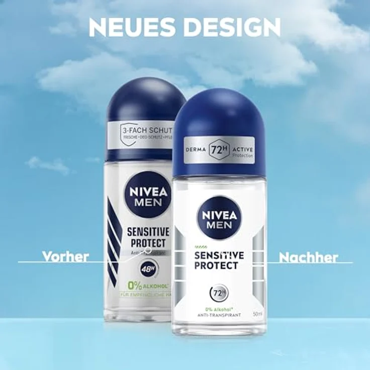 NIVEA MEN Sensitive Protect Deo Roll-On, Antitranspirant mit 72h Schutz, alkoholfrei für empfindliche Haut, 50 ml – Bild 5