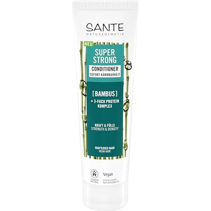 SANTE Naturkosmetik Super Strong Conditioner Bio-Bambus + 3-Fach Protein Komplex, vegane Haarspülung ohne Silikone, pflegt und stärkt kraftloses Haar, 150 ml
