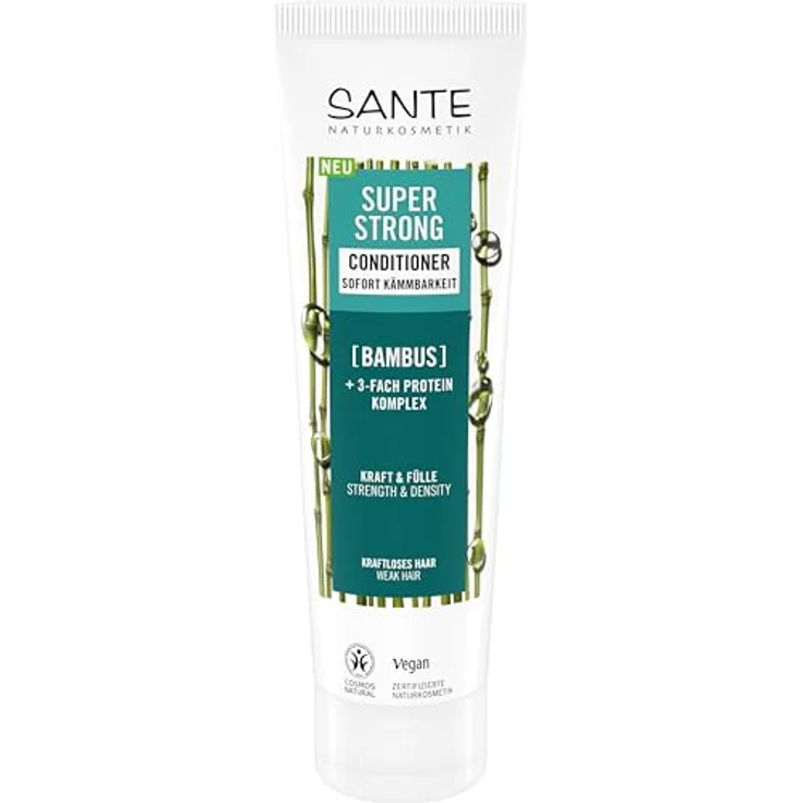 SANTE Naturkosmetik Super Strong Conditioner Bio-Bambus + 3-Fach Protein Komplex, vegane Haarspülung ohne Silikone, pflegt und stärkt kraftloses Haar, 150 ml – Bild 1