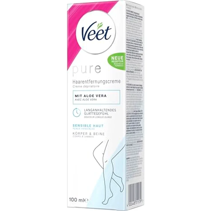 Veet Haarentfernungscreme sensitive 100 ml, spezielle Formel für empfindliche Haut, glatte Haut in nur 3 Minuten – Bild 1