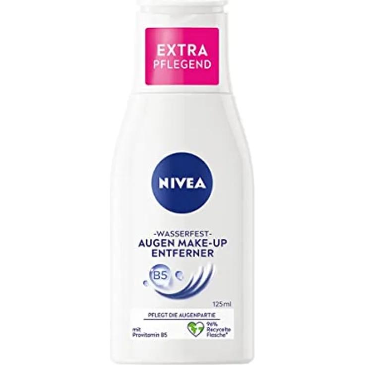 NIVEA Wasserfester Augen Make-Up Entferner (125 ml), sanfter Make-Up Entferner mit Kamillen-Extrakt und Provitamin B5, entfernt selbst wasserfeste Mascara und Make-Up