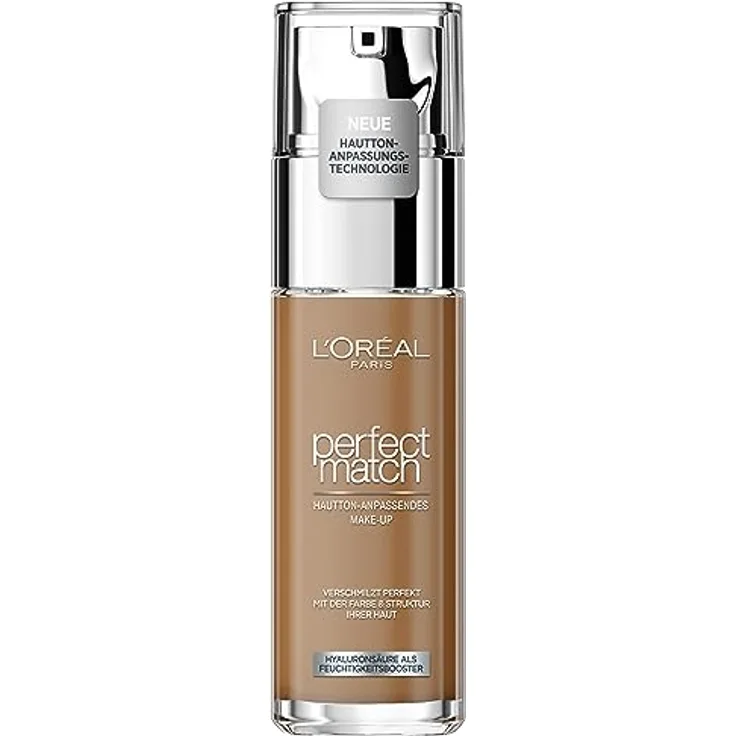 L'Oréal Paris Make up, Flüssige Foundation mit Hyaluron und Aloe Vera, Perfect Match Make-Up, Nr. 8.5.D/8.5.W Toffee, 30 ml