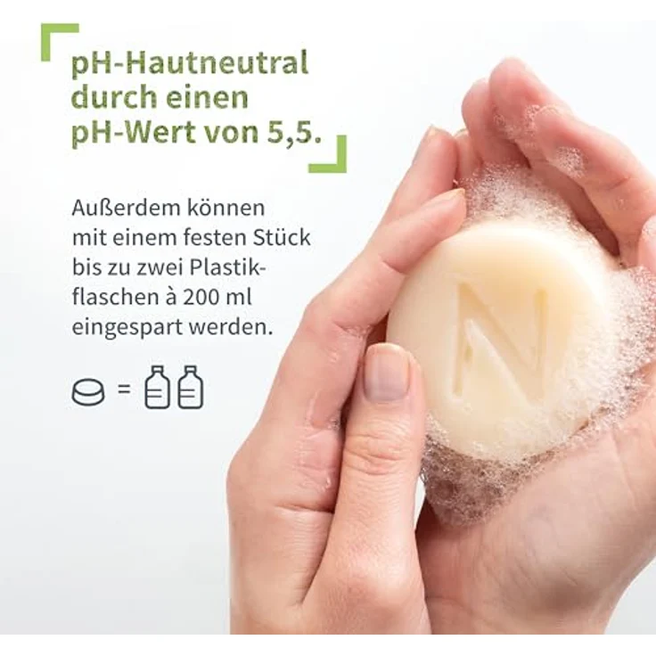 Niyok® 2-in-1 Feste Dusche + Pflege "Soft Blossom" (80g) • Naturkosmetik Duschseife • Festes Duschgel für alle Hauttypen • Vegane Seife für Körper & Hände • Plastikfrei & Vegan – Bild 4