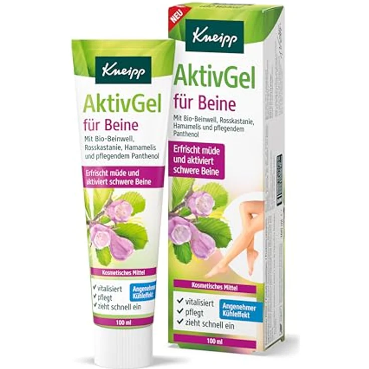 Kneipp AktivGel für Beine, Fußcreme mit Kühleffekt und Bio-Beinwell, 100 ml – Bild 1