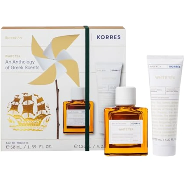 KORRES White Tea Duftset für Damen, EDT 50ml & Bodymilk 125ml, floraler Duft, vegan, Geschenkset – Bild 1