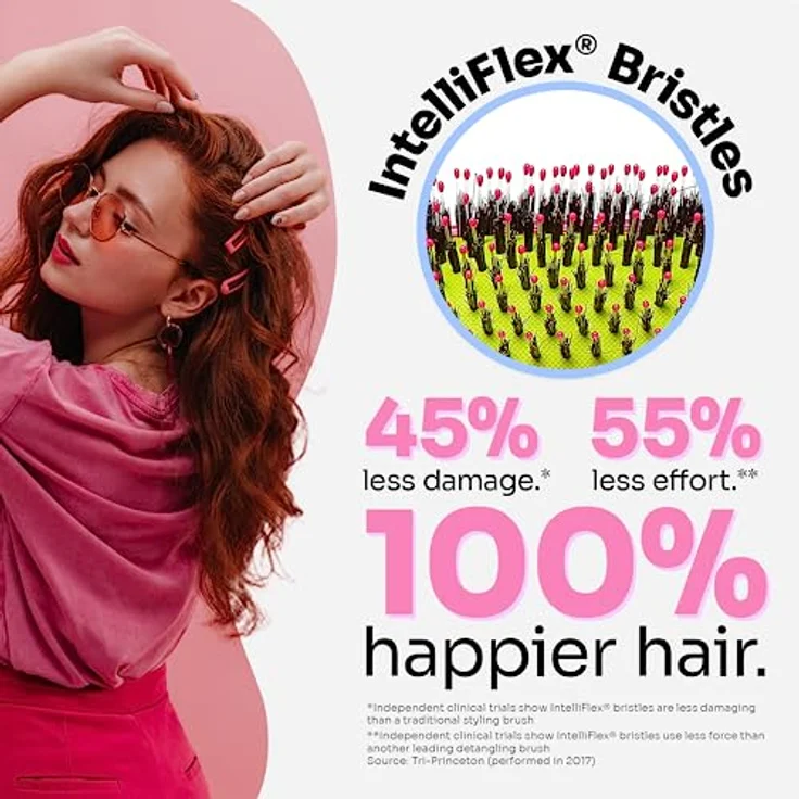 Wet Brush Shine Enhancer Haarbürste - Pink - Exklusive ultraweiche IntelliFlex-Borsten - Gleiten Sie mit Leichtigkeit durch Verwicklungen für alle Haartypen - Frauen, Männer, nasses und trockenes Haar – Bild 4
