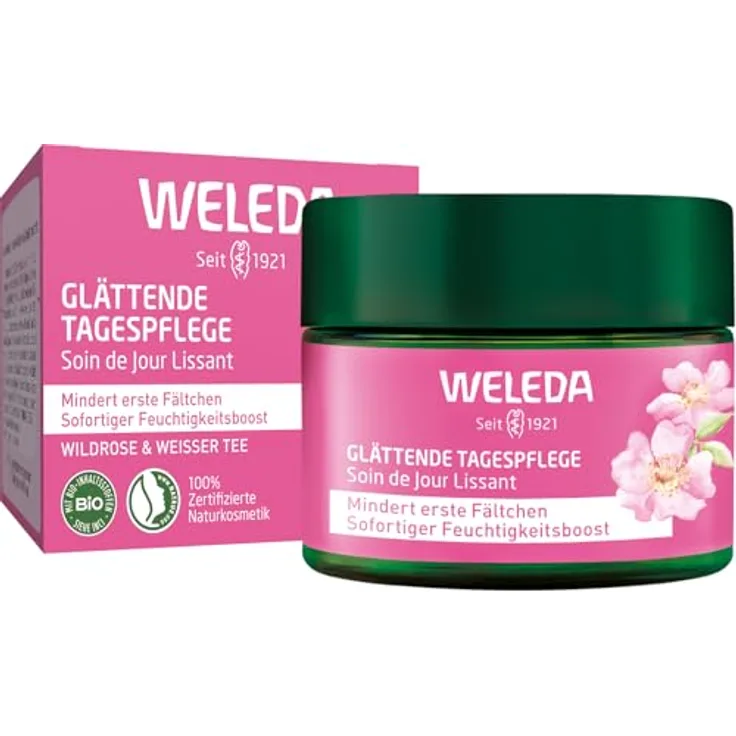 WELEDA Bio Glättende Tagespflege Wildrose & Weißer Tee - Naturkosmetik Natural Aging Gesichtscreme mit Age Protect Complex, 40ml (vegan)