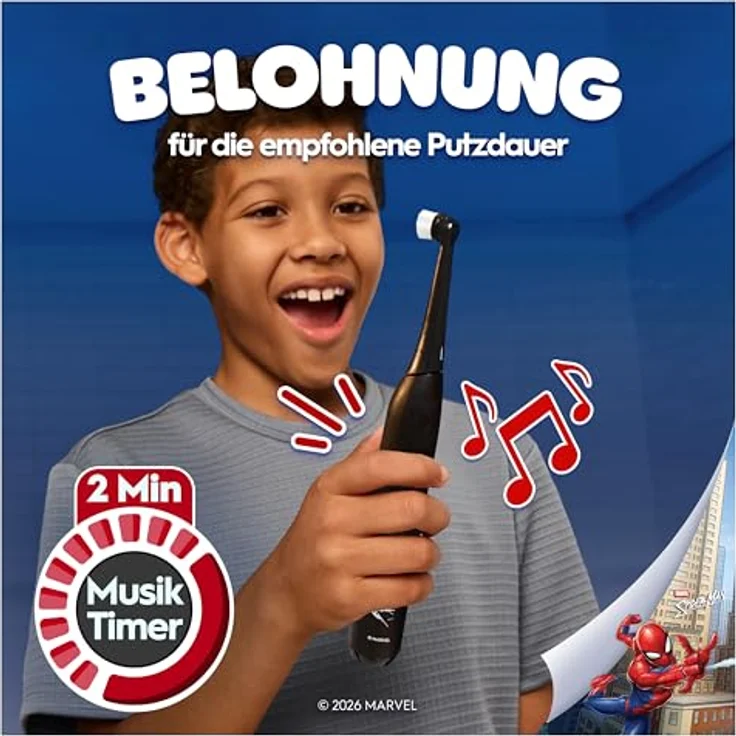 Oral-B iO Kids 6+ Spiderman, Elektrische Kinderzahnbürste mit Musik-Timer, 3 Putzmodi, inkl. Aufsteckbürste und Reise-Etui, ab 6 Jahren – Bild 5