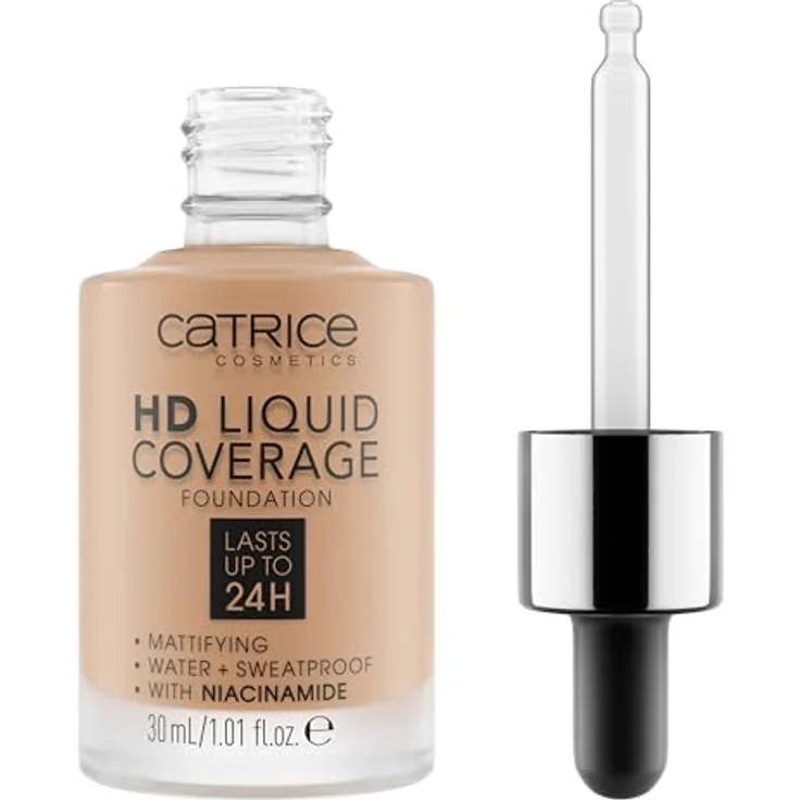 Catrice HD Liquid Coverage Foundation, Nr. 050, Nude, langanhaltend, mattierend, vegan, ölfrei, wasserfest, 30ml – Bild 1