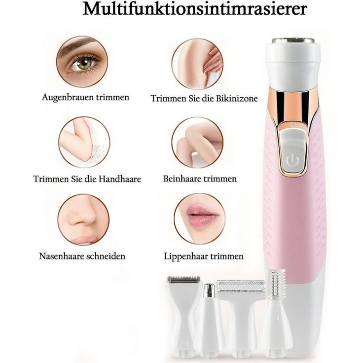 feinlux Elektrorasierer CT0938, 5-in-1 Multifunktionsintimrasierer mit schmerzloser Rasur, USB-Aufladung, tragbares Design