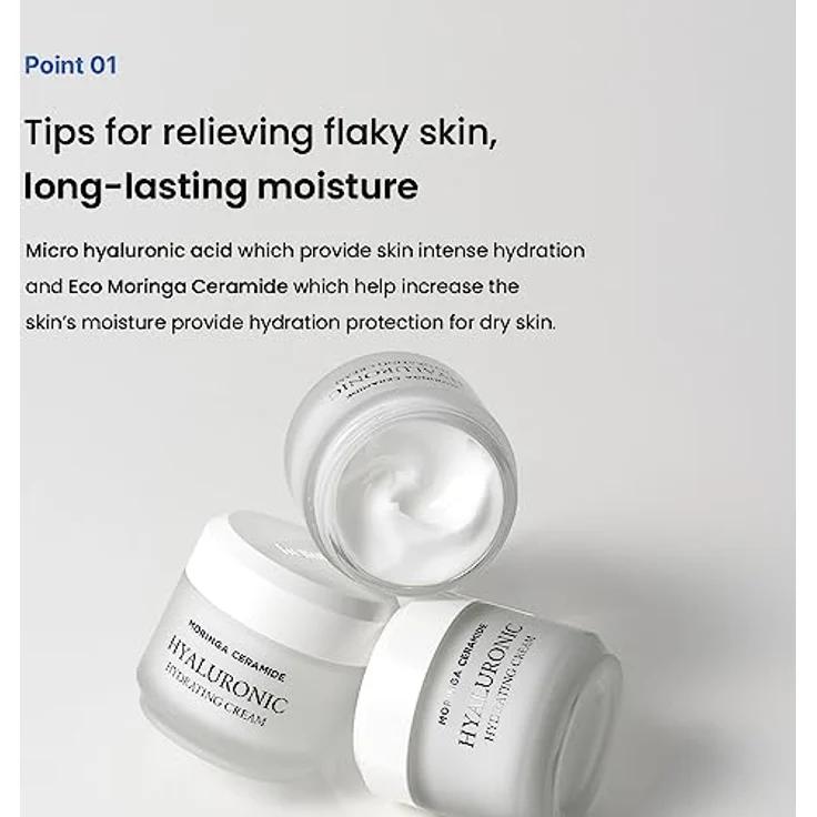 HEIMISH Moringa Ceramide Hyaluronic Hydrating Cream, 50ml - Feuchtigkeitsspendende Gesichtscreme mit SPF 30 und Gel-Creme-Textur – Bild 5