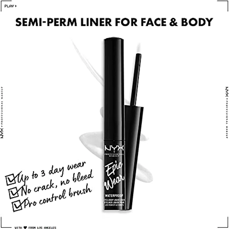 NYX Professional Makeup Epic Wear Liquid Liner, Flüssig-Eyeliner mit mattem Finish, Farbton 04 White, 3.5 ml – Bild 3