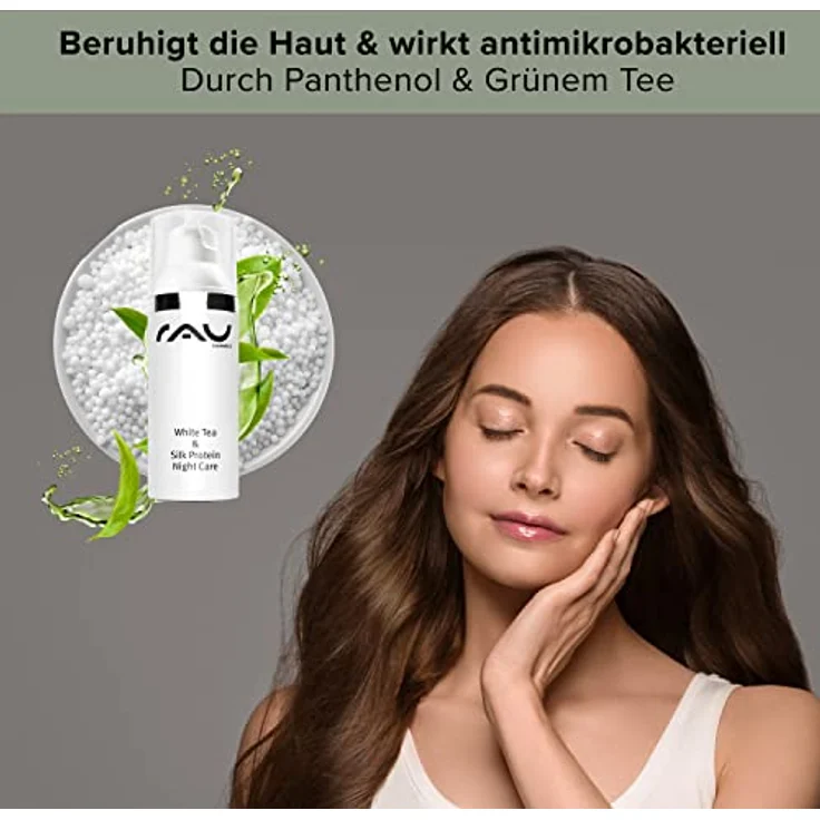 RAU Cosmetics RAU White Tea & Silk Protein Night Care 50 ml - Nachtcreme mit Seidenproteinen, Weißem Tee & Sheabutter - Anti-Aging Gesichtscreme für glatte & reine Haut – Bild 4