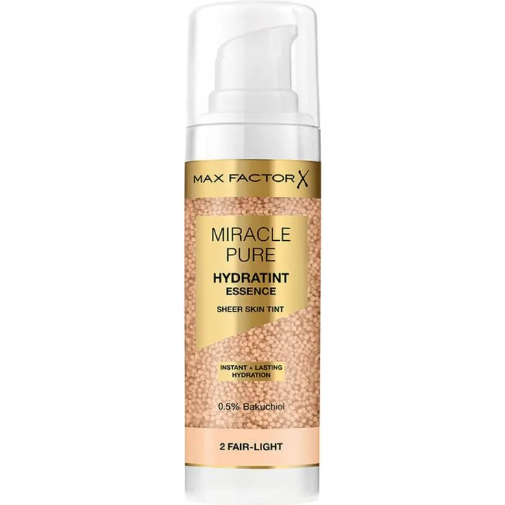 Max Factor MIRACLE PURE Hydratint Essence, feuchtigkeitsspendendes Make-up mit Bakuchiol, 30 ml, #2-Fair-Light