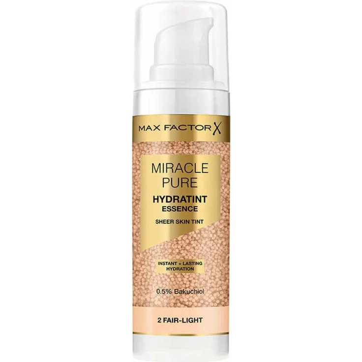 Max Factor MIRACLE PURE Hydratint Essence, feuchtigkeitsspendendes Make-up mit Bakuchiol, 30 ml, #2-Fair-Light
