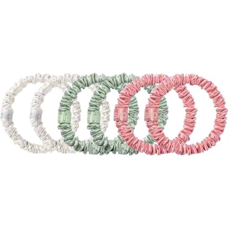 SLIP Silk Skinnie Scrunchies in Schwarz, Rosa und Karamell aus 100% reiner Maulbeerseide mit 22 Momme - Haargummi-Set für Frauen – Bild 1
