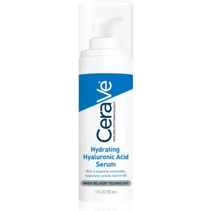 CeraVe Hydrating Hyaluronic Acid Serum, Gesichtsserum für Damen, 30 ml, spendet intensive Feuchtigkeit und glättet Falten