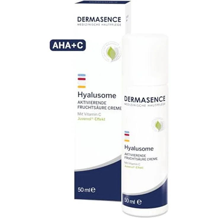 DERMASENCE Hyalusome Aktivierende Fruchtsäure Creme, 50 ml - Intensiv aktivierende Creme mit Vitamin C und 8% Glycolsäure, Feuchtigkeitsspendend, Hautschützend, 50 ml