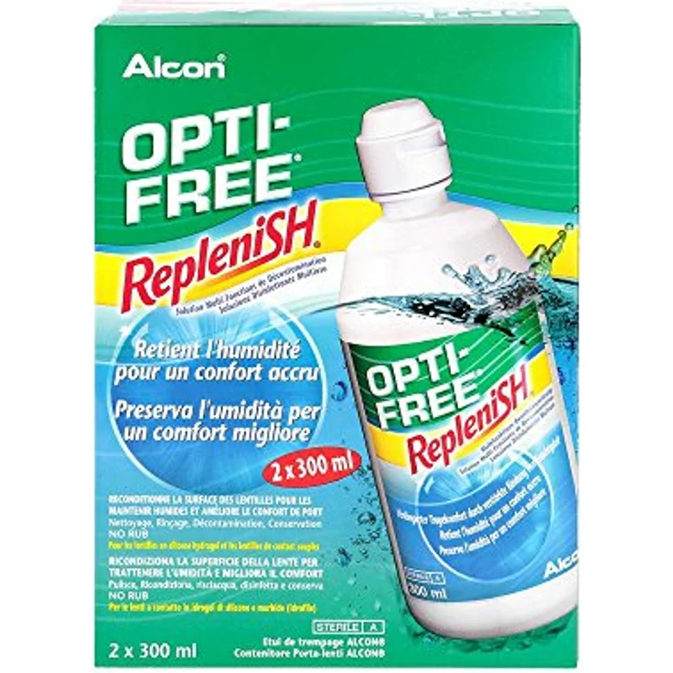 Opti Free Replenish Kontaktlinsen-Pflegemittel, Vorratspackung 2 x 300 ml All-in-One-Lösung zur Reinigung, Desinfektion & Aufbewahrung – Bild 5