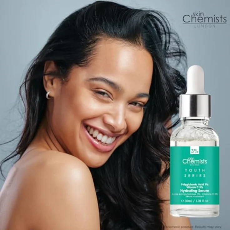 Skin Chemists Hautchemiker Hydrating Serum - Polyglutaminsäure 1%, Vitamin C 3% - Feuchtigkeitsspendendes Serum 30ml – Bild 5