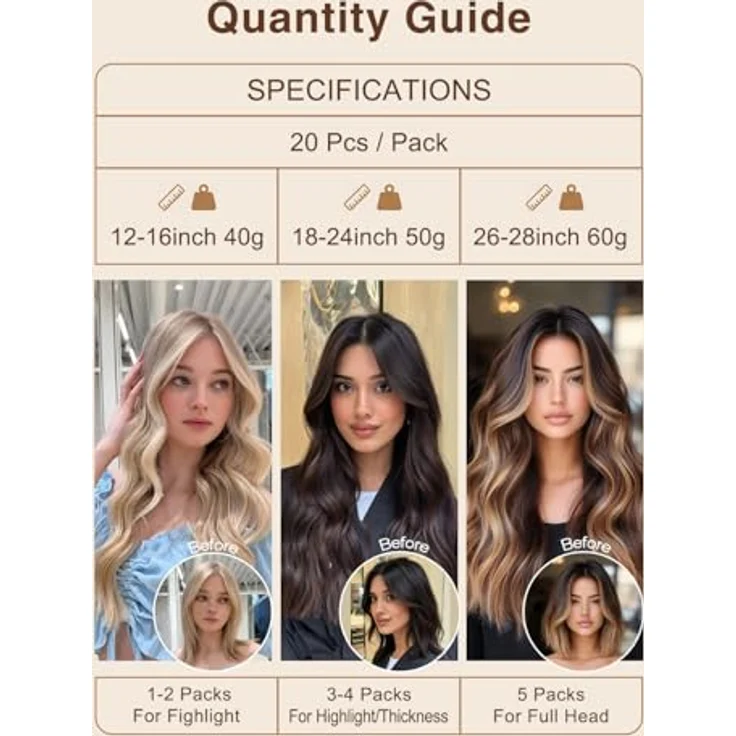 YILITE Tape in Extensions Echthaar 45cm #1B, seidig und gerade, 20 Stück, 50g, nahtloses Klebeband für Haarverlängerungen – Bild 5