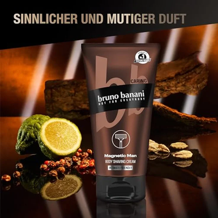 bruno banani Body Shaving Cream Magnetic Man, 3-in-1-Rasiercreme mit fesselnd-holzigem Duft und natürlicher Formel, 150ml – Bild 3