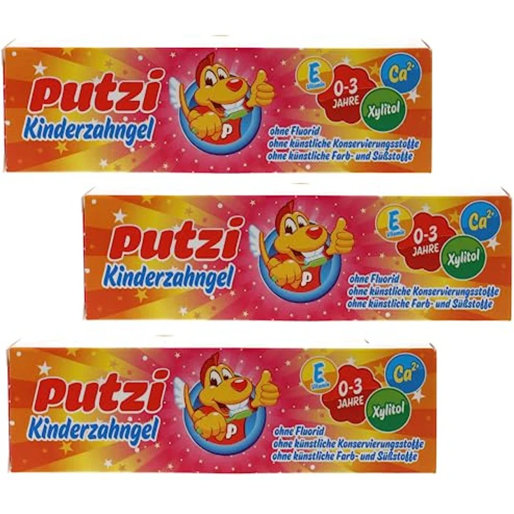 Putzi Kinderzahngel 0–3 Jahre, ohne Fluorid, vegan, mit Xylitol, Calcium & Vitamin E – zuckerfrei & mild, 50 ml – Bild 1
