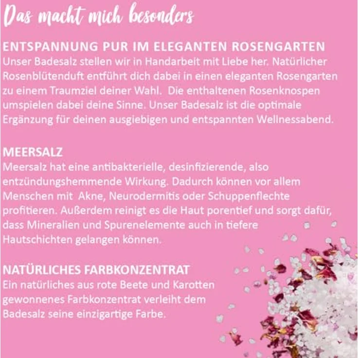 puremetics Badesalz 'Verschiedene Aromen' | Totes Meer Salz | Aromatisiert | 400 g | Entspannungsbad | Aromatherapie (Rosengarten) – Bild 3