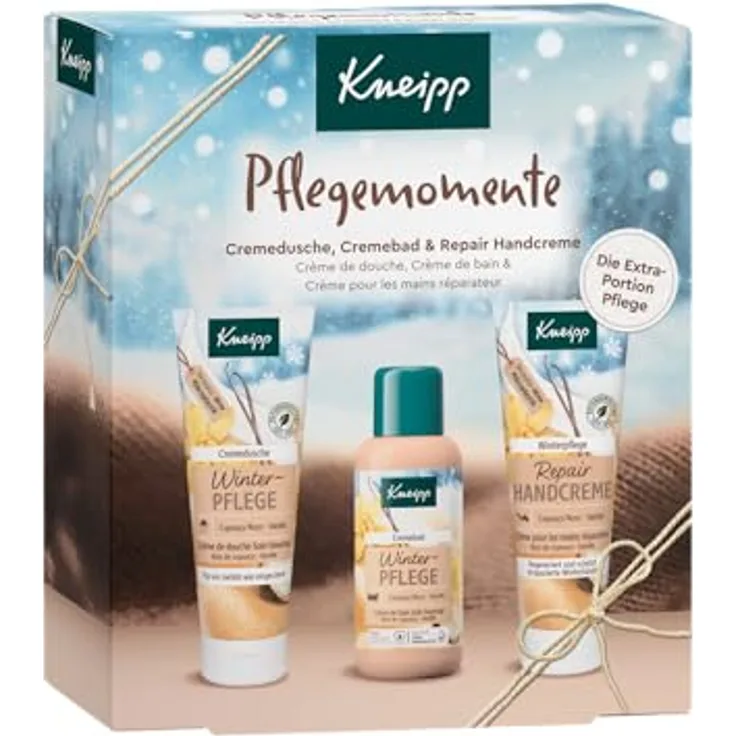 Kneipp Winterpflege-Geschenkset, Pflege-Set mit Cremebad, Cremedusche und Handcreme, 100 ml und 75 ml