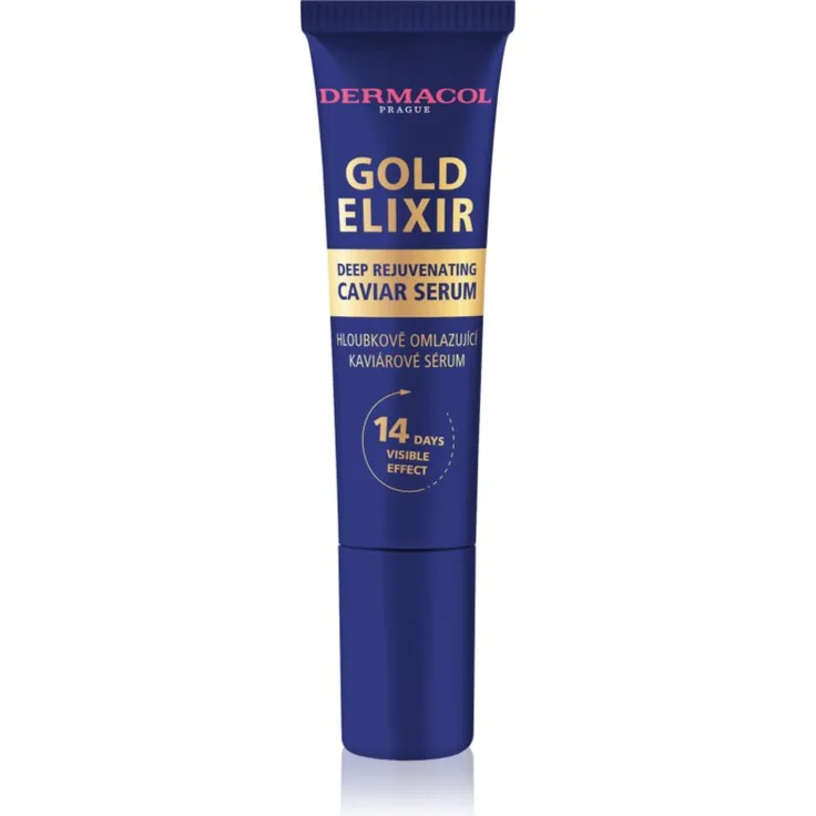 Dermacol Gold Elixir, tiefenwirksames Gesichtsserum mit Kaviarextrakt, 12 ml, revitalisierende Anti-Aging-Pflege