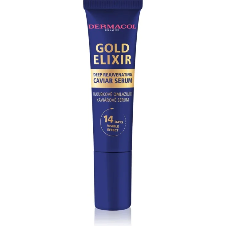 Dermacol Gold Elixir, tiefenwirksames Gesichtsserum mit Kaviarextrakt, 12 ml, revitalisierende Anti-Aging-Pflege
