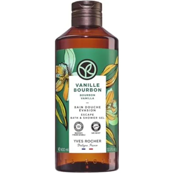 Yves Rocher BAIN DE NATURE BAIN DOUCHE VANILLE BOURBON FLACON 400ML, Duschgel mit Bourbon-Vanille Duft, 93% natürliche Inhaltsstoffe