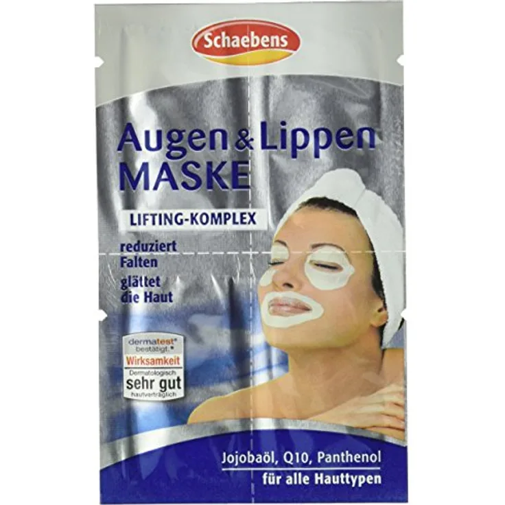 Schaebens Augen und Lippen Maske mit Jojbaöl, Q10 und Panthenol, 4 X 1,5 ml